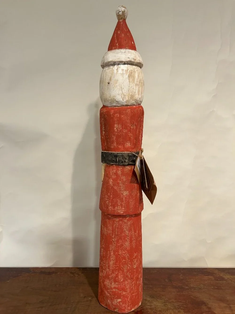 NWT Hand-carved, solid mango wood Christmas Santa figurine